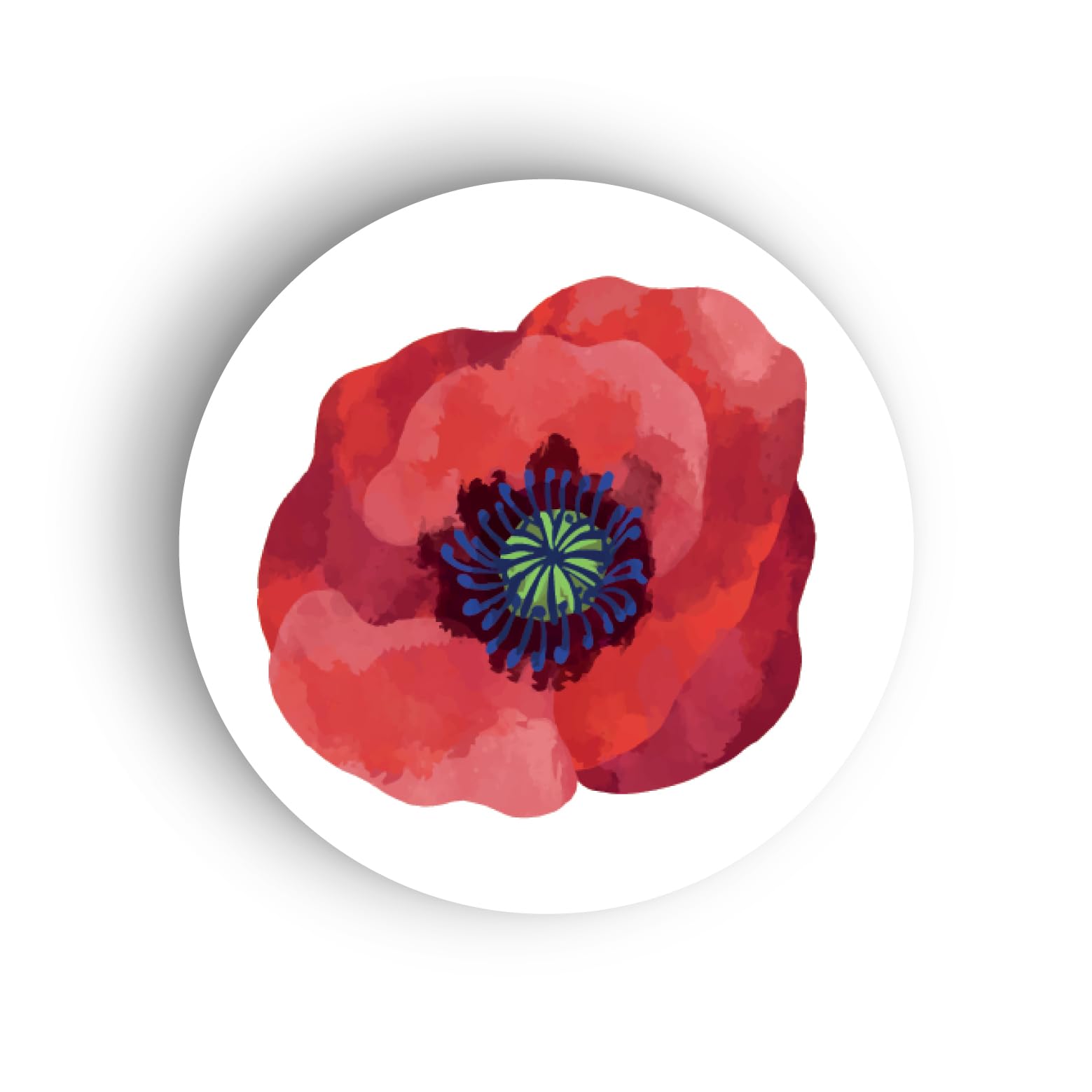 KraftyBazaar Pack of 450 Red Poppy Flower - 37mm Remembrance Day Self-Adhesive Paper Labels, Multipack Poppy Labels - Remembrance Sunday Armed Forces Parade