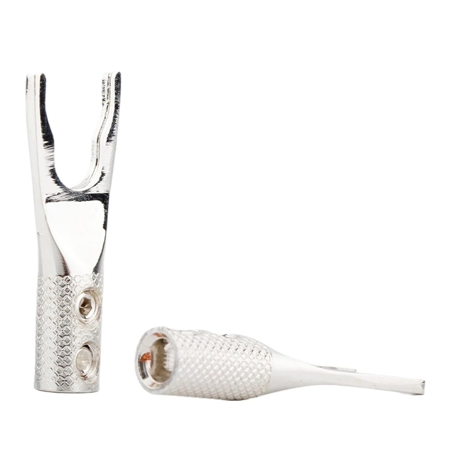 HFHYDZSW SY1504 Pure Copper Silver Plated Y Spade Plug Cable Wire Connector Fork Jack(4PCS)