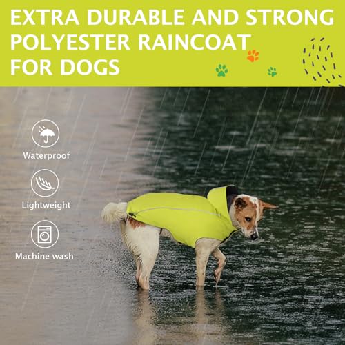 Vejaoo Regenmantel Hund Wasserdicht, Reflektierend Regenjacke mit Kapuze für Hund, Verstellbare Winddicht Regenjacken für Kleine Mittelgroße Groß Hunde Spaziergäng XZ015(Grün,S)