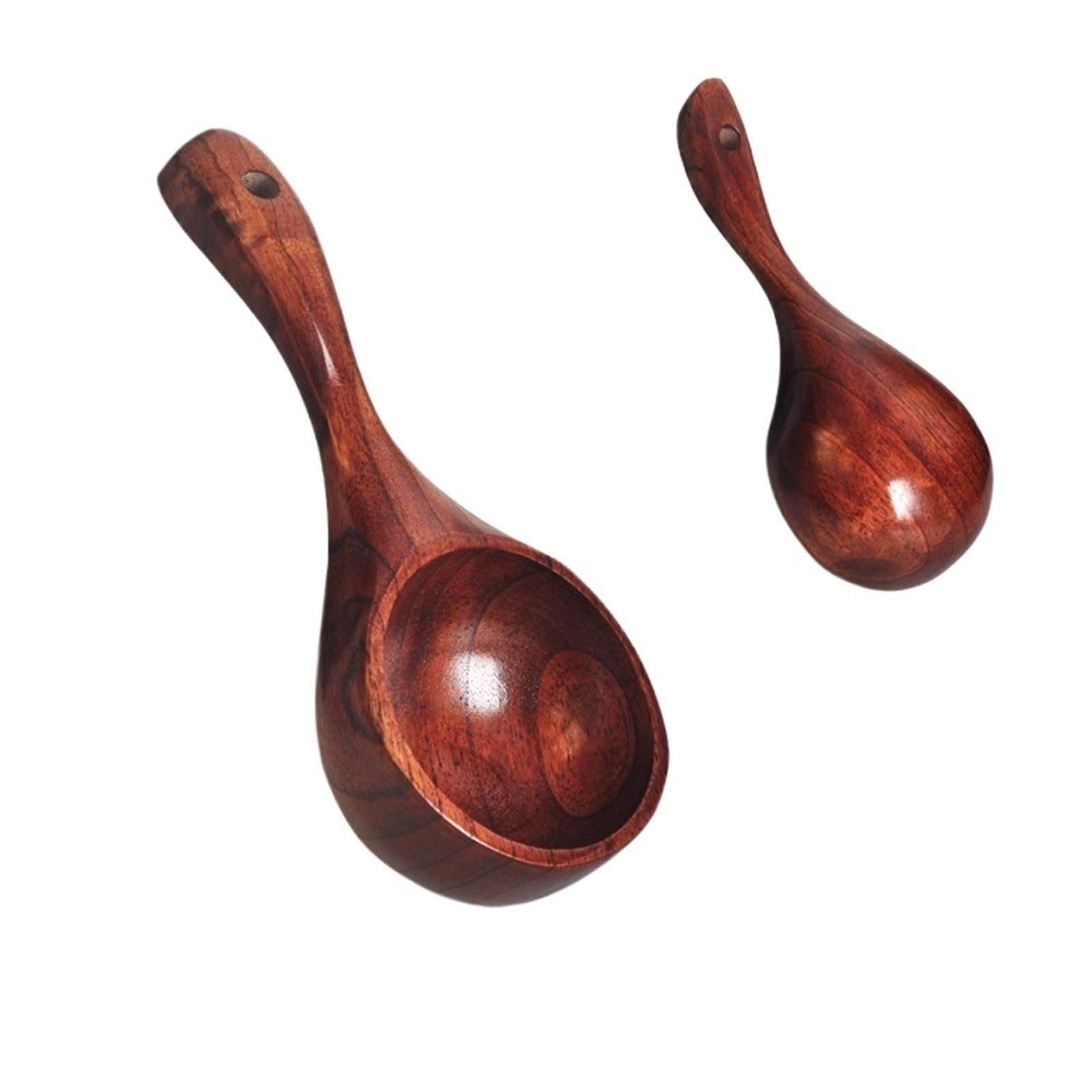 Lot de 2 cuillères à ramen en bois, style japonais, louche à soupe à manche court, accessoires de cuisine pour bouillon et cuillère à eau