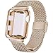 Produktbild INZAKI Kompatibel für Apple Watch Armband mit Hülle 40mm, Edelstahl Netz Schlaufen Armband mit Displayschutz Schlankes case für iWatch Series 4/5, Sport, Edition,Light Gold