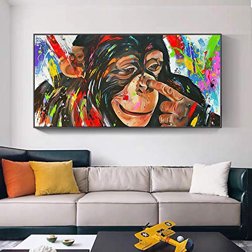 Cuadro de mono divertido graffiti de 60x120cm sin marco para salón 4