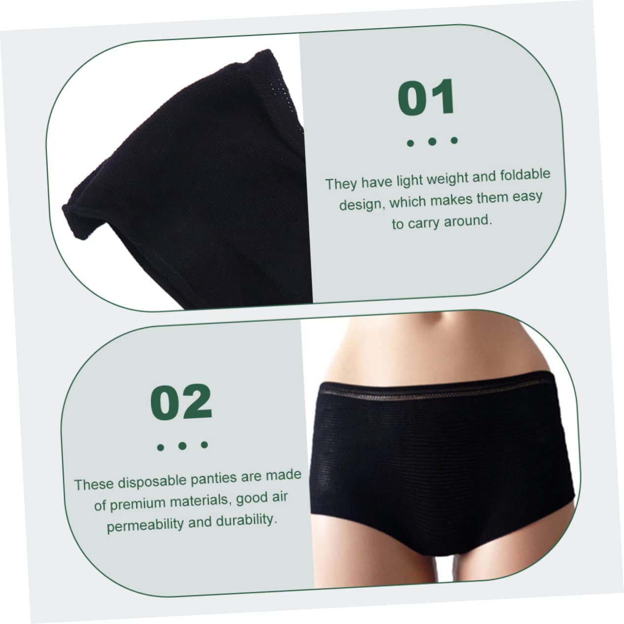 KOMBIUDA Slip Monouso in Cotone Nero 20 Pezzi, Mutandine a Rete Traspiranti per Assistenza Post Parto e Sauna, Comode e Leggere