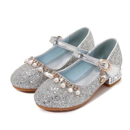 IWIHMIV Dress Up Princess Shoes for Toddler Girls Mary Jane Shoes for Girls with Low Heel Flower for Wedding School Party2