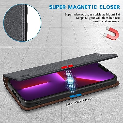 Image of ZZXX for iPhone 13 Pro Max Wallet Case Strong Magnetic 6.7 inch,Grey