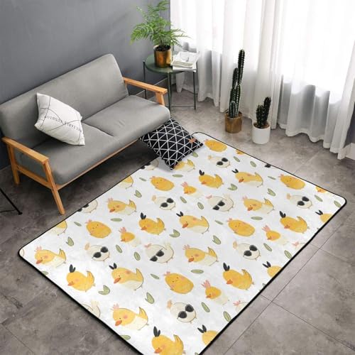 Moquette d'intérieur douce et grand tapis antidérapant lavable poule - 5