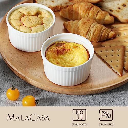 Malacasa RAMEKIN-DISH-003-LID Ramekins With Lids 8 Oz - Set Of 6, White Porcelain Creme Brulee Souffle Ramekins thumb #2