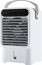 Ar condicionado portátil, mini ar condicionado portátil, ventilador evaporativo, 3 velocidades do vento e 7 luzes de LED, ar-condicionado silencioso USB portátil para quarto, escritório, acampamento