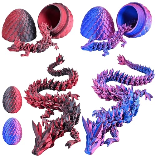 2 PCS Dragon, 3D Printed Dragons Toy Set of 2(2 Dragons+2 Dragon Eggs), Detailed Dragons Statue for Desk Decor, Unique 3D Printed Products for Home and Office, Cool Dinosaur Toys for Collectors