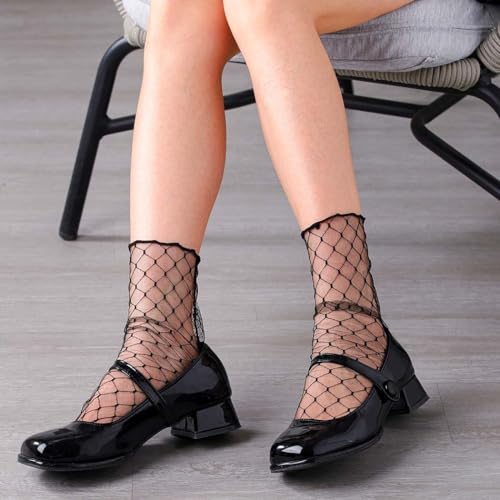 2 Pairs Mesh Lace Loose Socks Mesh See Through Socks Trim Ruffled Socks for Women2
