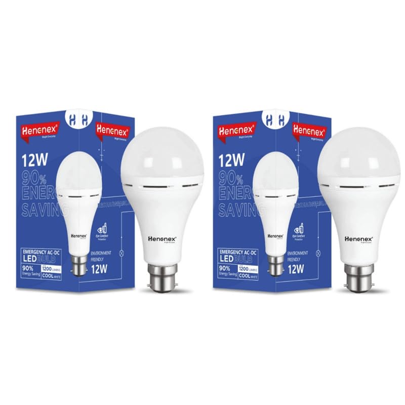 Image of Lebnon HENONEX 12 watt LED Bulb | AC-DC Emergency Inverter Bulb with 4 Hours of Battery Backup | B-22 Base (B-22) (2)