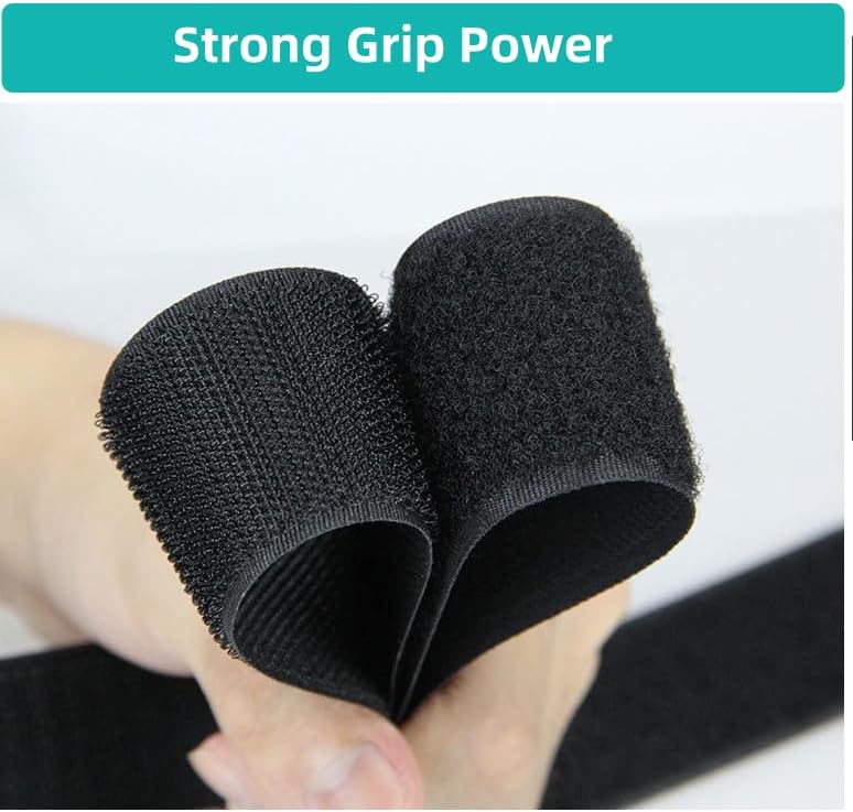 Miniatura 6 de Cinta de gancho y bucle para coser de 1 pulgada de ancho, 16.4 pies no adhesivas, tiras de gancho y bucle trasero para coser, cierre de tela, cinta