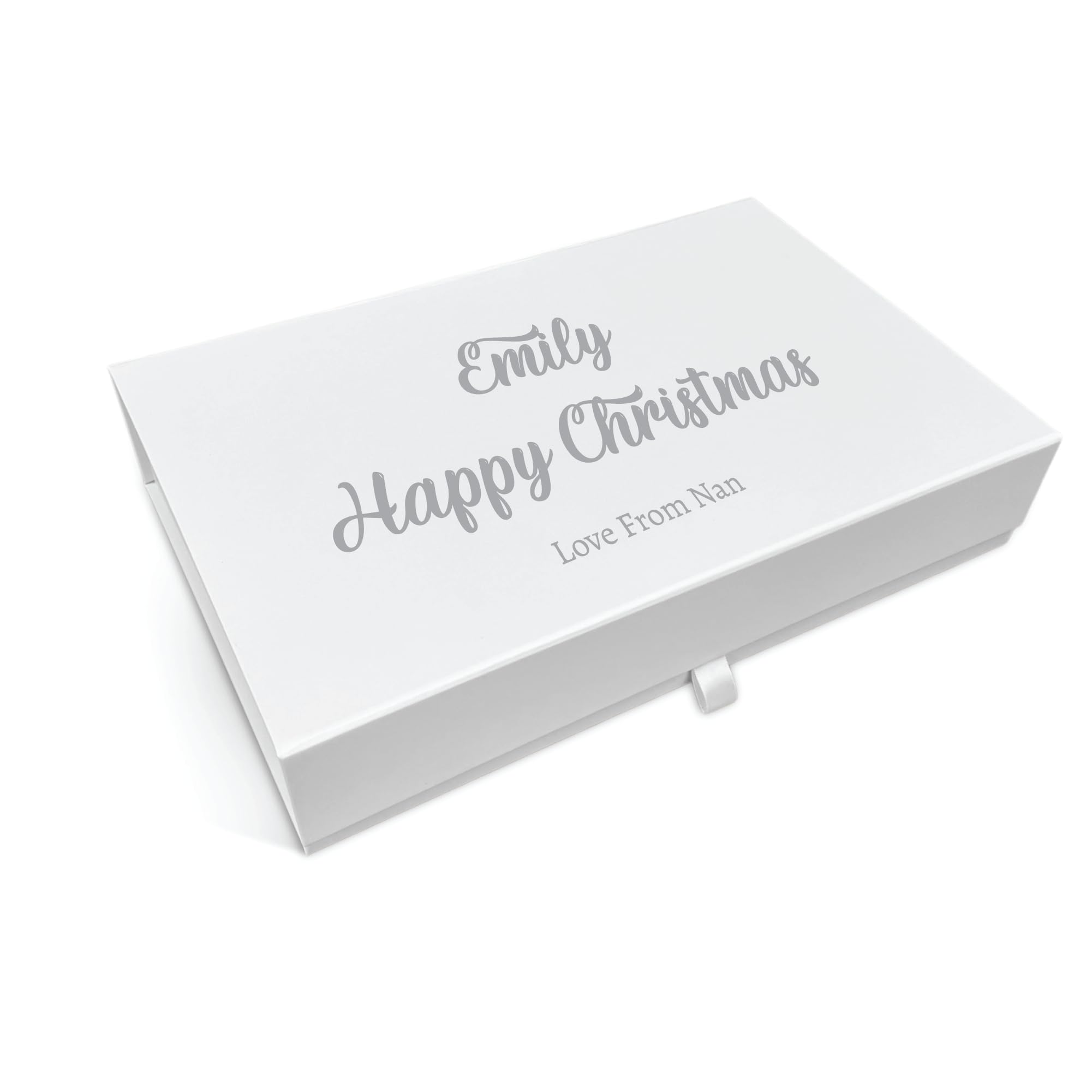 COOKIES AND KOALAS Personalised Christmas Box – Luxury White Magnetic Box – Large 22×34×7 cm – Custom Gold or Silver Foil Print – Reusable Keepsake Xmas Gift for Him, Her, Kids or Family