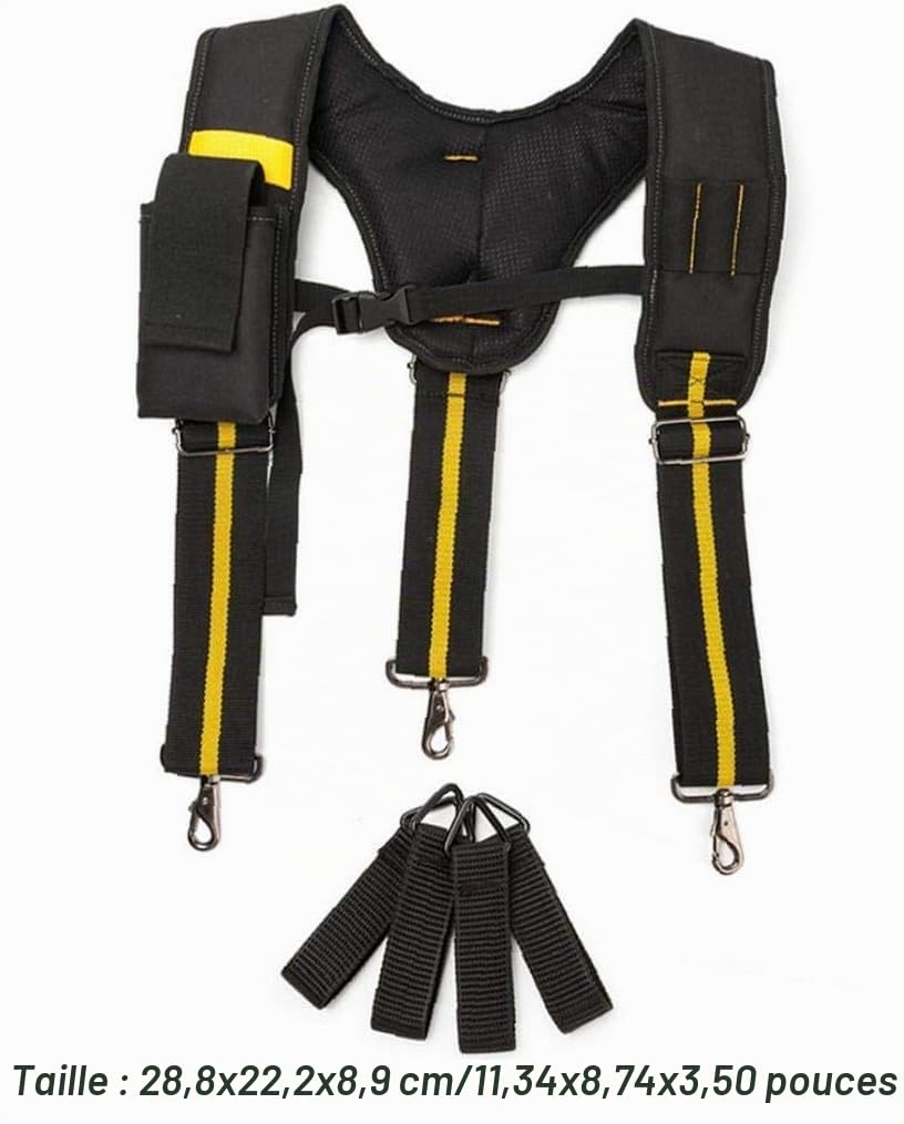 Outil Bretelles Ceinture matelassée robuste réglable multi-support lombaire Pochettes pour Carpenter électricien professionnel durable outil industriel pour