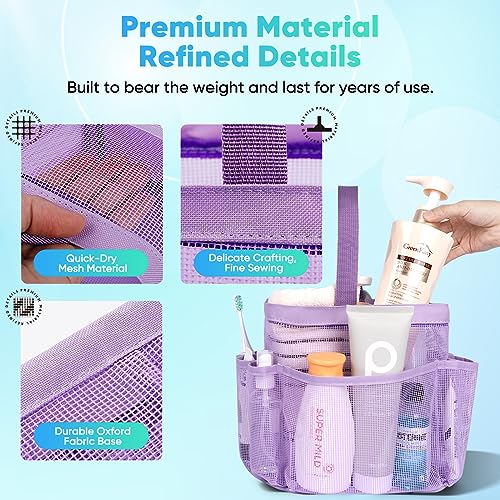 Image of EUDELE 2 Pack Mesh Shower Caddy Portable for College Dorm Room Essentials, Shower Caddy Dorm with 9-Pocket Large Capacity,Shower Bag for Beach,Swimming,Gym All Black+All Pink