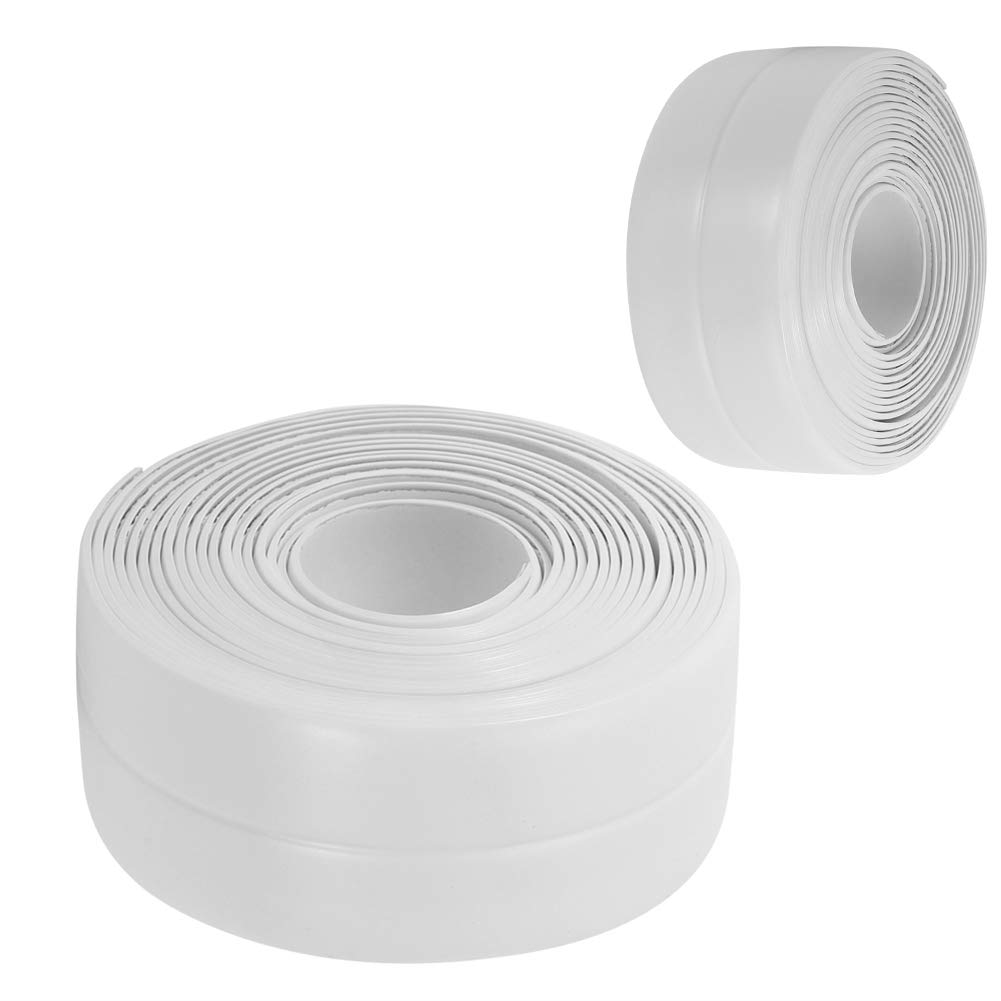 2 szt. Odporna na pleśń taśma uszczelniająca z PCV do kuchni i łazienki, 38 mm x 3,2 m, biała