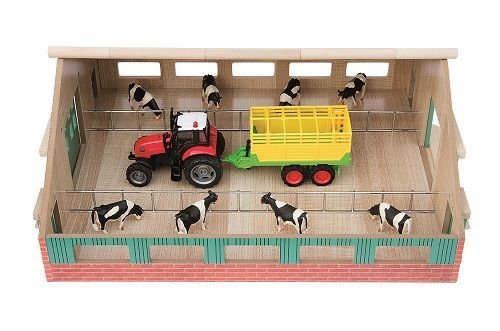 Preisvergleich Produktbild Kids Globe 610004 - Kuhstall mit Kühen und Traktorzug