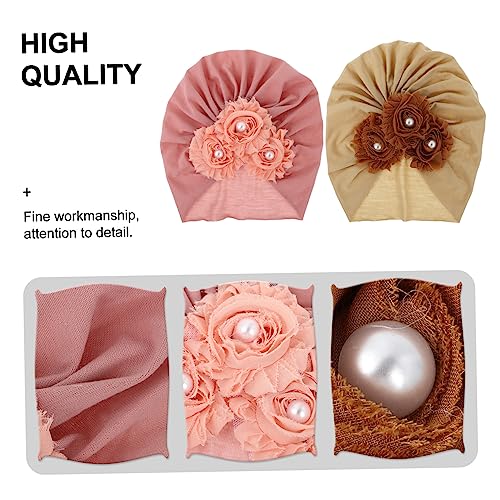 2Pcs Turban Caps Decorative Cotton Headwear for Wrinkle Resistant Comfortable for Family Gatherings Parties Stylish Sun Protection for Boys Pink3