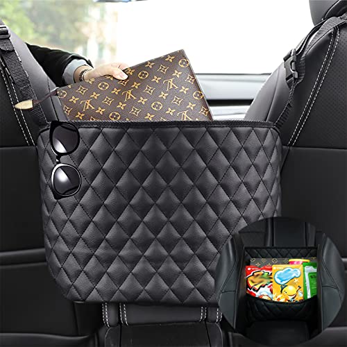 Car Net Pocket Handbag Holderï¼ŒPurse Holder for Car Between Seatsï¼ŒLeather Seat Back Organizer Mesh Large Capacity Bagï¼ŒHandbag Between The Two Seats of The Car