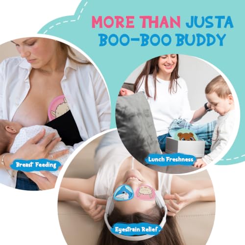 Image of Large Kids Ice Packs for Boo Boos with Strap, 3 Packs Cute Reusable Hot Cold Gel Packs for Kid's Fever,Pain Relief,Wisdom Teeth,First Aid and Neck, Head, Arms, Legs Injuries