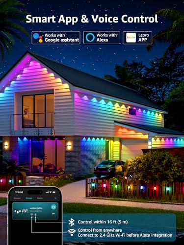 Lepro E1 AI Permanent Outdoor Lights 15m, Tunable White & RGB+IC, Music Sync, Voice Control, IP65 Waterproof Smart Outdoor Eaves Lights, Personalized AI Lighting Designer, Works with Alexa & Google - Image 6