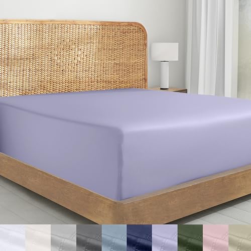 Image of California Design Den 100% Organic Cotton Cal King Fitted Sheet, Lavender