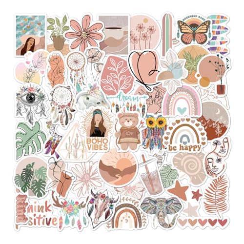 JYNXOR 50 Pièces Stickers Aesthetic, Autocollants Inspirants Esthétiques Motivants Bohèmes, Autocollant Aesthetic Stickers Ordinateur Portable pour PC, Skateboard,...