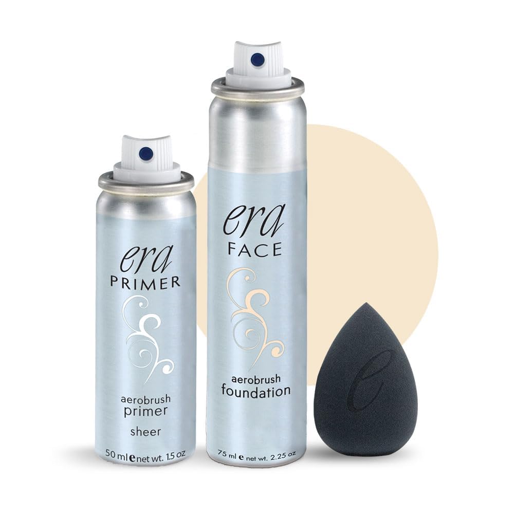 ERA Beauty Essentials Airbrush Makeup Collection Era Face spray on Foundation - Y1 Vanilla Era Primer Sponge