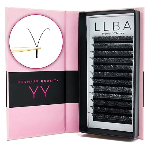 LLBA YY Eyelashes Extensions, 2D Fans Volume Eyelashes D Curl 0.07mm Thickness 13mm Length, Full Fluffy Volume Look