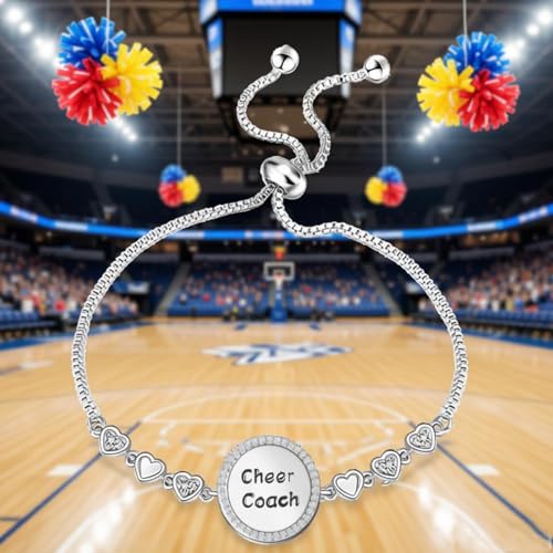 Image of BEKECH Cheerleader Coaches Cheer Coach Bracelet Jewelry for Coaches Cheer Gift for Her Appreciation Gift for Cheerleading (card-silver)