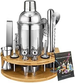 Surmounty 15 Pieces Bar Set Accessories,Stainless Steel Bar Tools,Cocktail Set with Bar Accessories,Bar Cocktail Shaker Kit,Bartender Kit for Home,Bars,Traveling,and Outdoor Parties