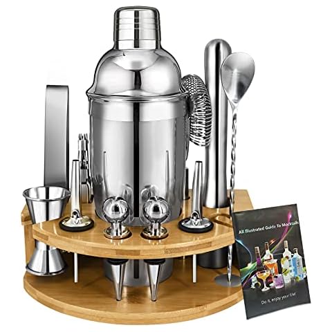 Surmounty 15 Pieces Bar Set Accessories,Stainless Steel Bar Tools,Cocktail Set with Bar Accessories,Bar Cocktail Shaker Kit,Bartender Kit for Home,Bars,Traveling,and Outdoor Parties Cover