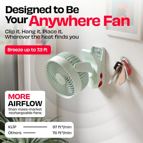 Image of NUUK KLĪP Rechargeable Clip Fan | 3000mAh Battery | Up to 8 hrs Runtime | Super - silent BLDC Motor | 4 Speed Modes | 360 Manual Head Rotation | Strong 0-55mm Clamp | Type-C Charging