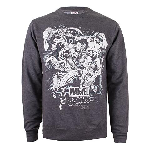Marvel Band of Heroes Sudadera, Dark Heather, XL para Hombre Cover