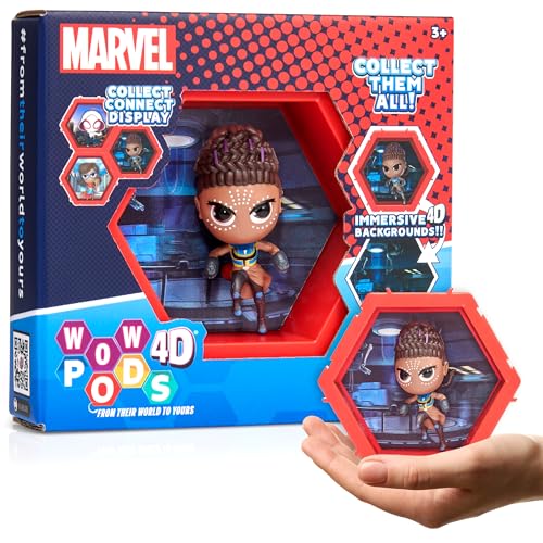 PODS 4D Marvel Shuri, einzigartige verbindbare Wackelkopf-Figur, die aus ihrer Welt in Ihre platzt, Wand- oder Regaldisplay, Marvel Toys and Gifts, Serie 1 Nr. 463