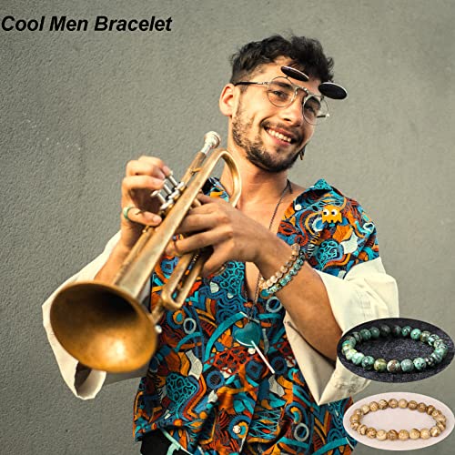 SONNYX 15 PCS 8mm Gorgeous Semi-Precious Gemstones Bracelets Round Beaded Bracelets for Women Men Stone Crystal Stretch Beads Bracelet Unisex4