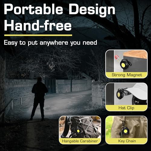 WORKPRO Mini Keychain Work Light, COB Keychain Flashlight with Hat Clip, Rechargeable Magn - image 4