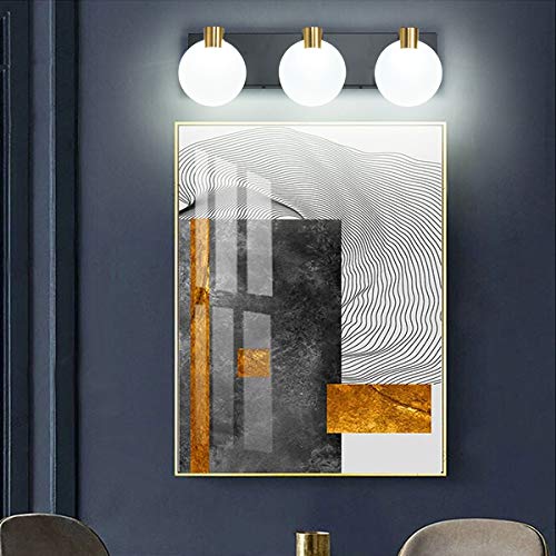 PRESDE Black Modern LED Bathroom Vanity Light Fixtures Over Mirror 3 Lights Acrylic Bath Wall Lighting
