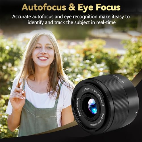 VILTROX 25mm f/1.7 APS-C Prime Lens for Sony E-Mount Compatible with Sony a6600, a6700, ZV-E10, A7C, A7II, A7III, A7RII/III/IV/V, A7SIII, FX30, FX3, A9, ZV-E1, A7CR