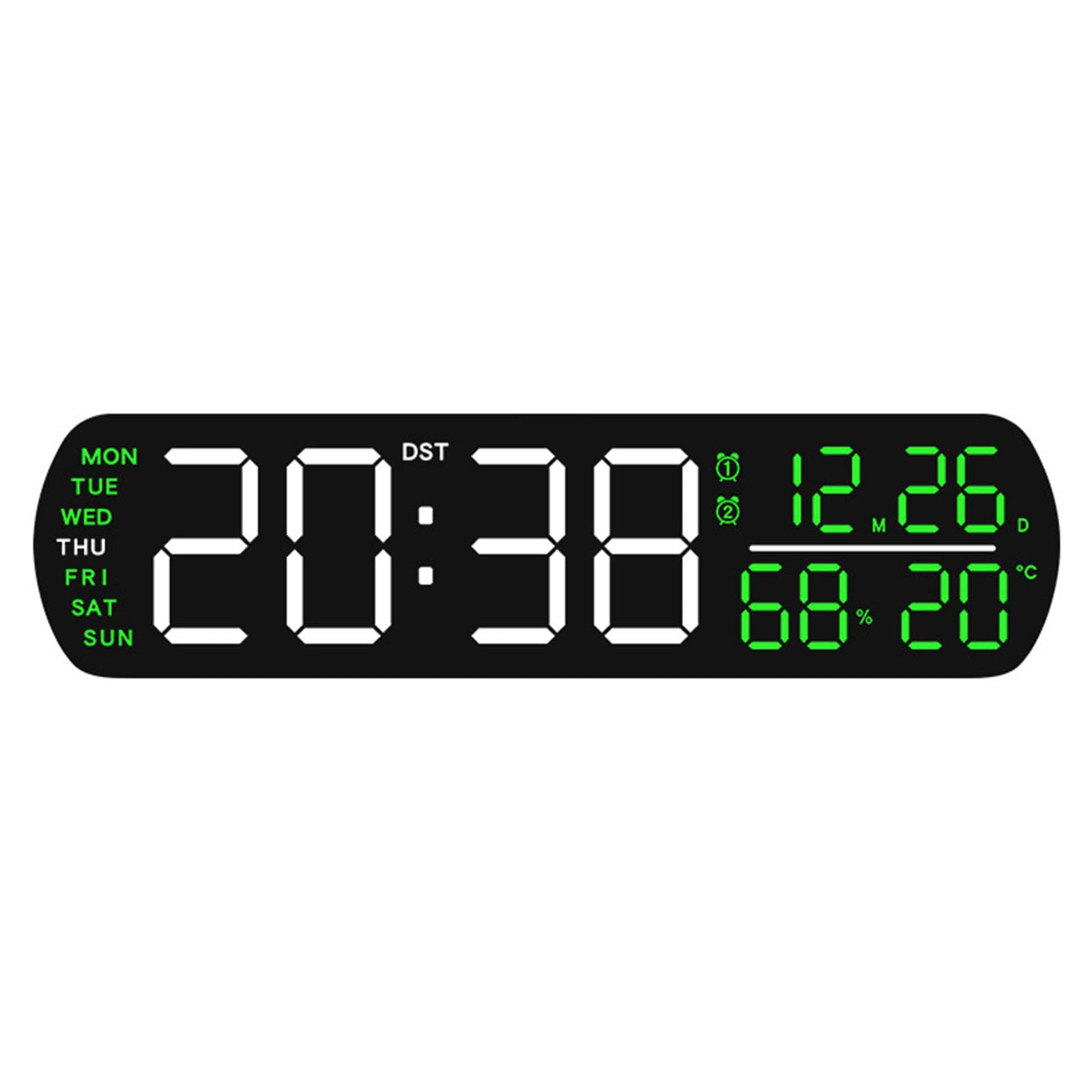 Elnwnnkc LED Digital Wall Clock with Large Display, Temperature Auto Dimming Date Alarm Clock Desk Clocks for Bedroom Home Decors Desk Wall