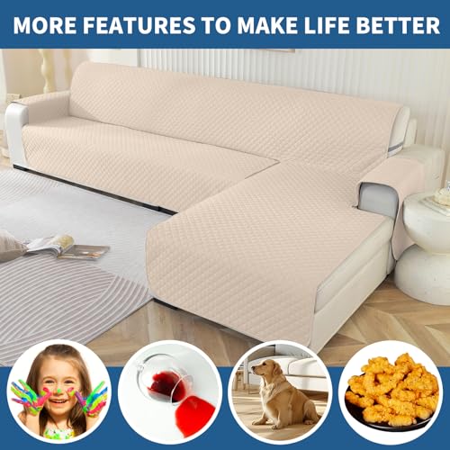 Housse canapé 3 places imperméable contre griffures beige - 8