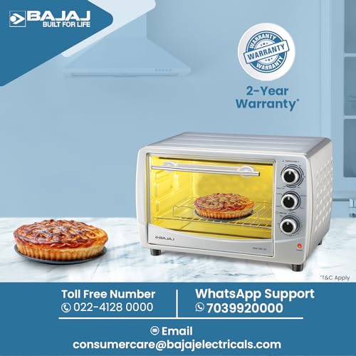 Image of Bajaj 2800TMC 28 Litre Oven Toaster Griller (OTG 28L)|1200 Watts Convection Oven For Kitchen|Motorised Rotisserie|Roasting & Grilling|Temp & Timer Control|Baking Accessories|2-Yr Warranty Bajaj|Black