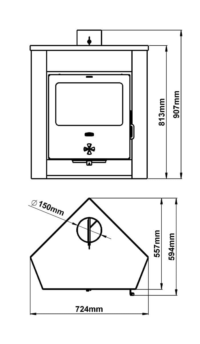 Prity HEATING_STOVE AM D- Poêle à bois en métal Noir 12 kW