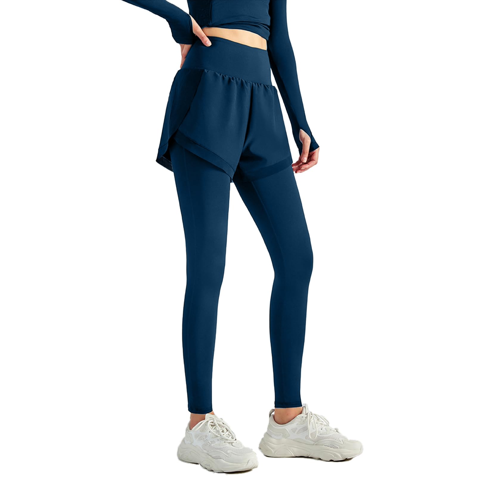 [Zleufirty] ヨガパンツ レディース ランニングパンツ レディース ポケットが2つある ヨガウェア 一体型ヨガパンツ ピラティスウェア スポーツパンツ トレーニングパンツ ランニングパンツ 美脚 ストレッチ 通気 速乾 (JP, アルファベット, S, ブルー)
