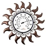 VEWOGARDEN Sun Indoor Outdoor Thermometer, 13.5” Metal Waterproof Wall Thermometers Decor with Large Numbers for Patio, Living Room, No Batteries Required