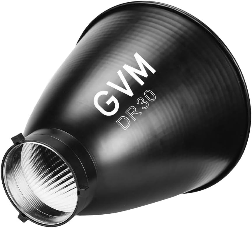GVM 30° Standard Reflector with Carry Bag, Bowens Reflector for LED Video Lights, Compatible with GVM 1200B AIO and Bowens Mount, Aluminum Reflector for Portrait, Video & Studio Photography