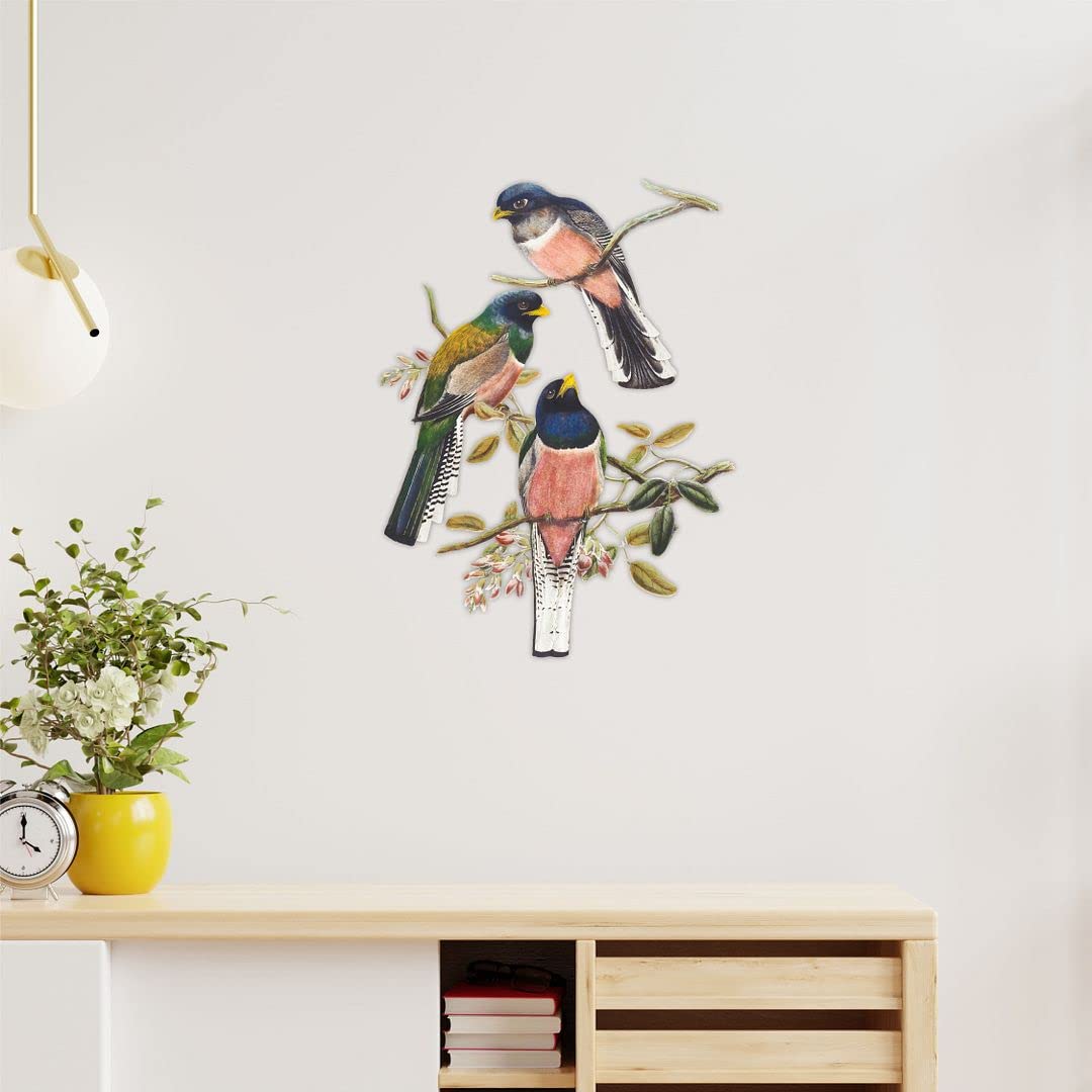 CVANU Three Birds Sit on Branch PVC Vinyl Wall Sticker for Wall Decoration Size(60cm x 45cm)_cv16