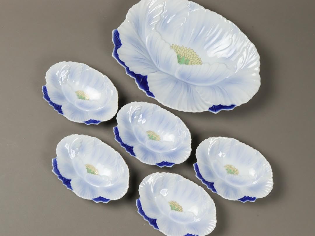 Amazon.co.jp: 深川製磁 牡丹形 ベリーセット 6客 盛り皿 取り皿 共箱