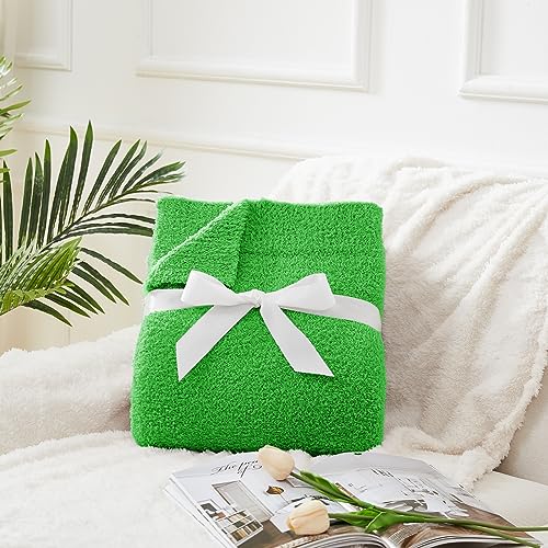 Image of CYMULA Super Soft Green Throw Blanket - Lightweight Plush Fuzzy Fluffy Warm Cozy Blankets and Throws for Sofa Bed All Season Use, 50x60 inches