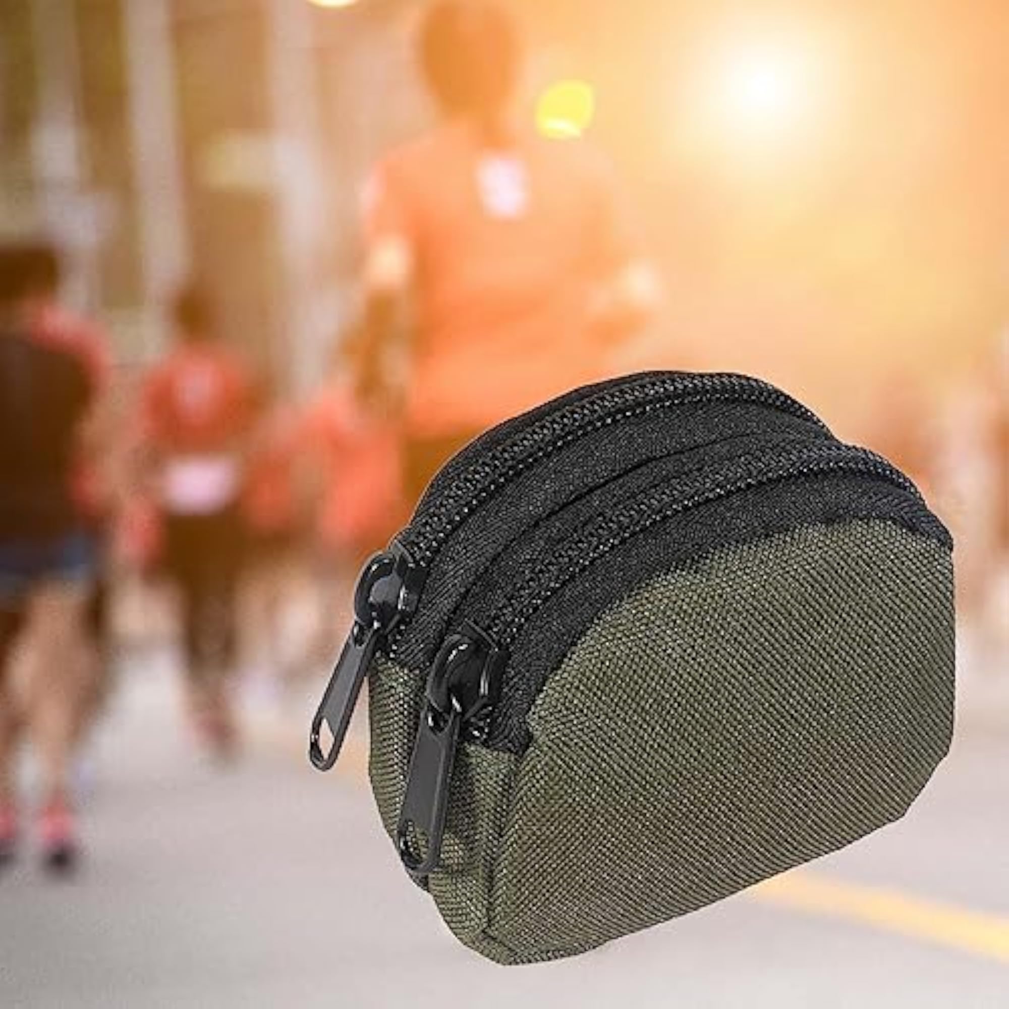 Double Layer Waterproof Coin Purse with Belt Loop, Green